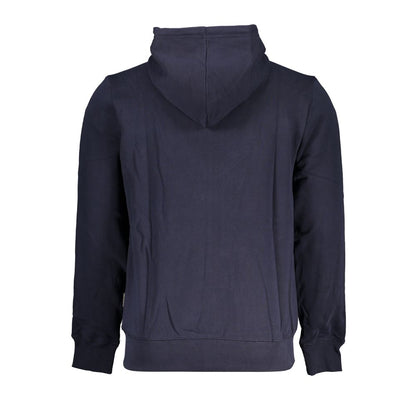 Blue Cotton Men Sweater with Hood