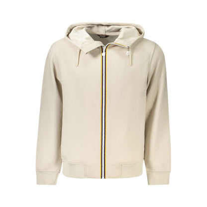 Beige Polyester Men Sweater Hooded