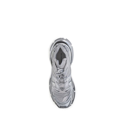 Gray Polyester Platform Sneakers
