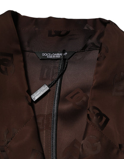 Brown Polyester Logo Monogram Coat Jacket