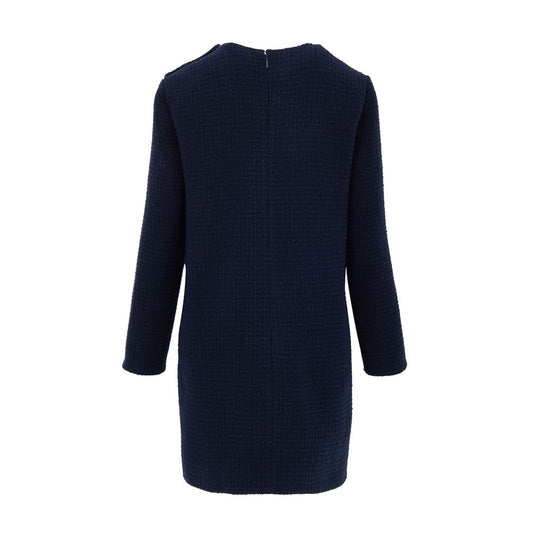 Navy Blue Wool Short Dress