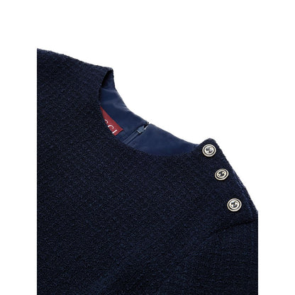 Navy Blue Wool Short Dress