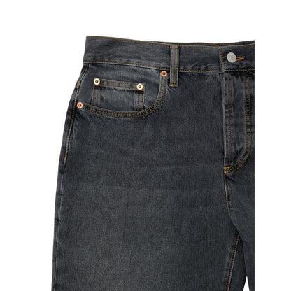 Gray Cotton Relaxed Fit Jeans