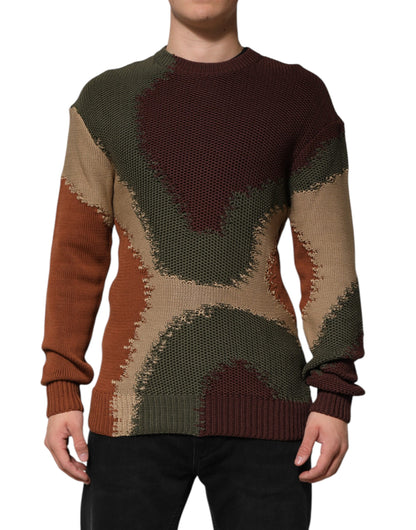 Multicolor Cotton Abstract Men Pullover Sweater