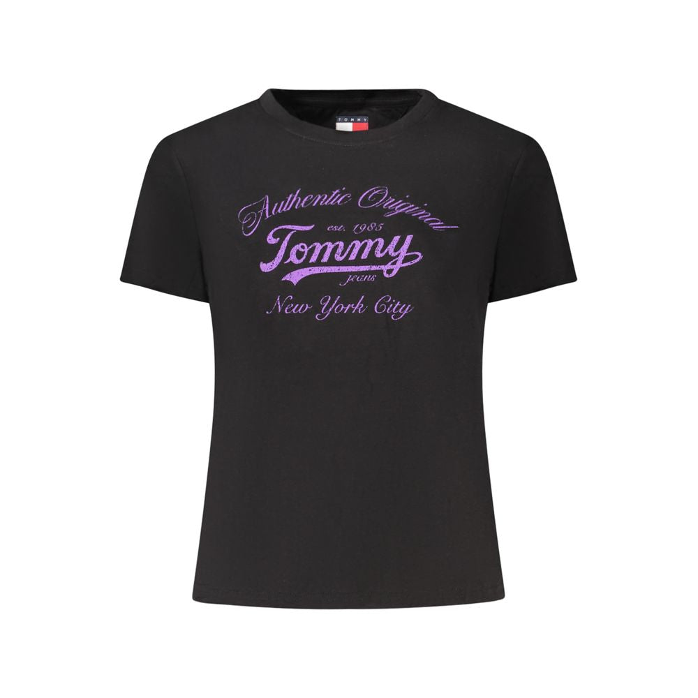 Black Cotton Women T-Shirt