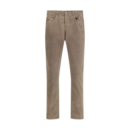 Beige Cotton Casual Pants