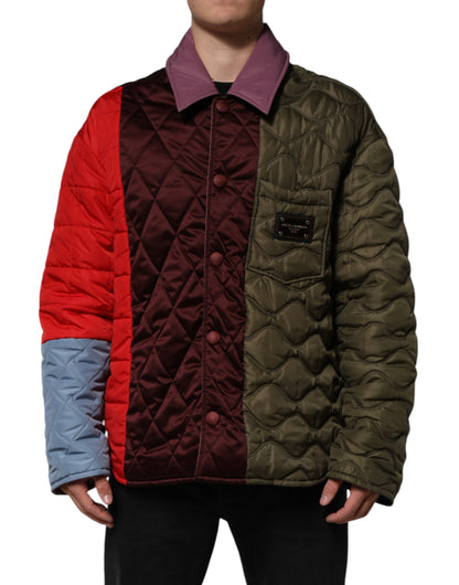 Multicolor Patchwork PolyesterQuilted Jacket