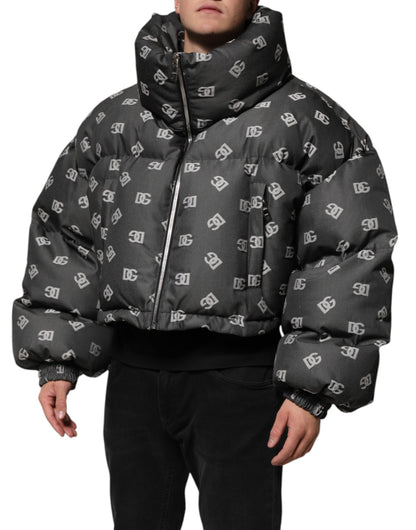 Black DG Monogram Full Zip Puffer Men Jacket