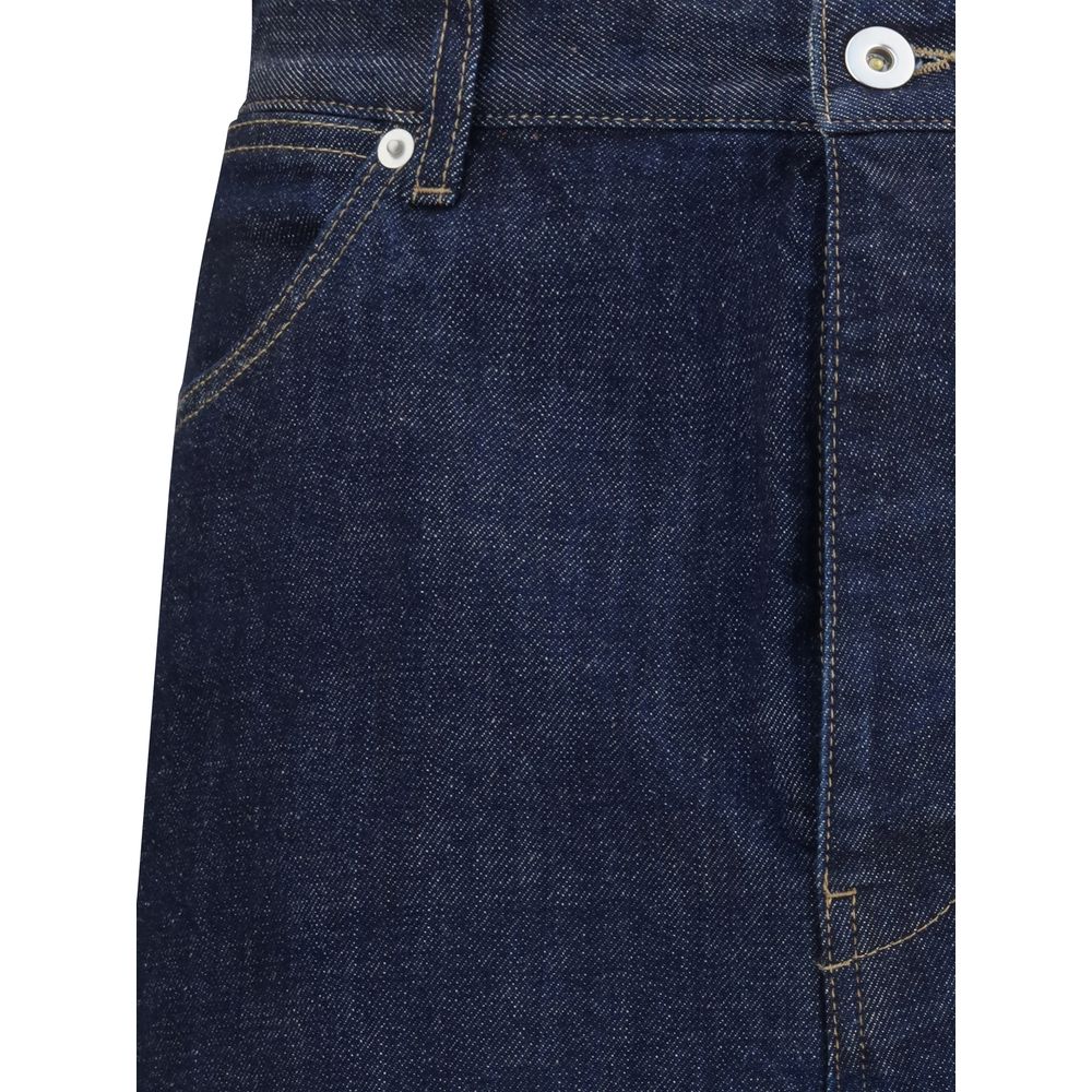 Blue Cotton Straight-Leg Jeans