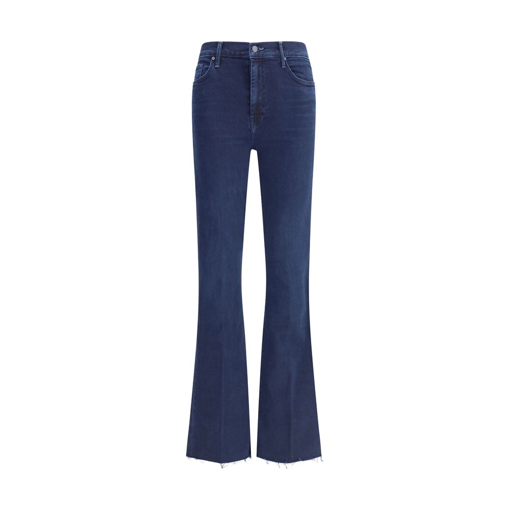 Blue Cotton Cropped Jeans