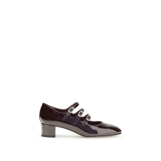 Brown Leather Mid Heel Pumps
