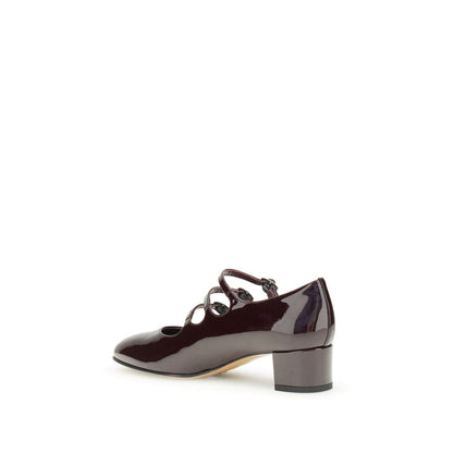 Brown Leather Mid Heel Pumps