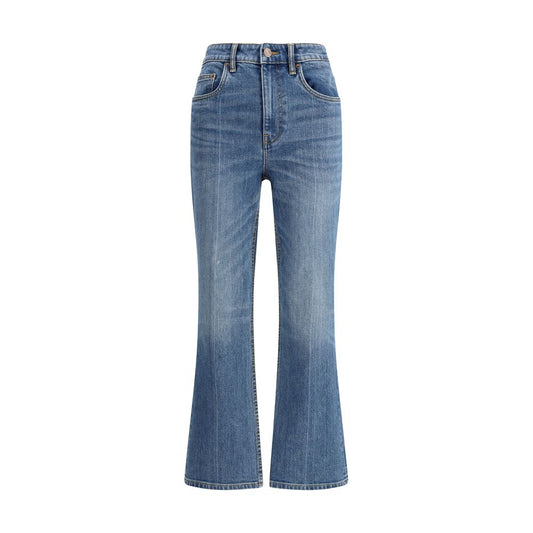 Light Blue Cotton Cropped Jeans