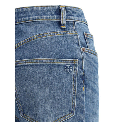 Light Blue Cotton Cropped Jeans
