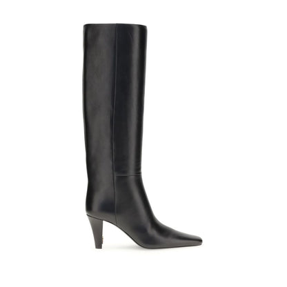 Black Leather High Heel Boots