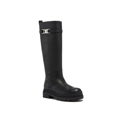 Black Calfskin Lace-Up Boots