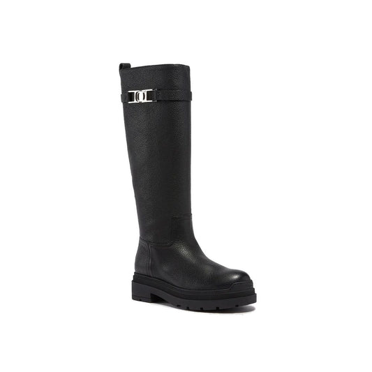 Black Calfskin Lace-Up Boots