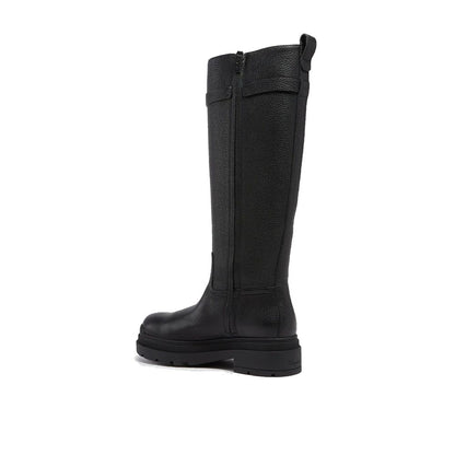 Black Calfskin Lace-Up Boots