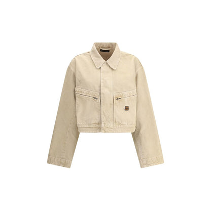 Beige Cotton Denim Jacket