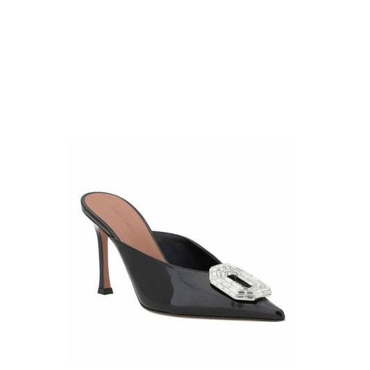 Black Leather Mules