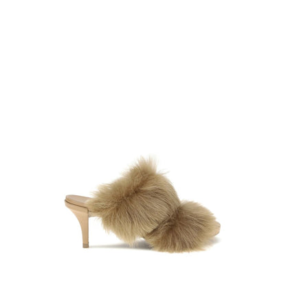 Beige Leather Stiletto Heel Sandals