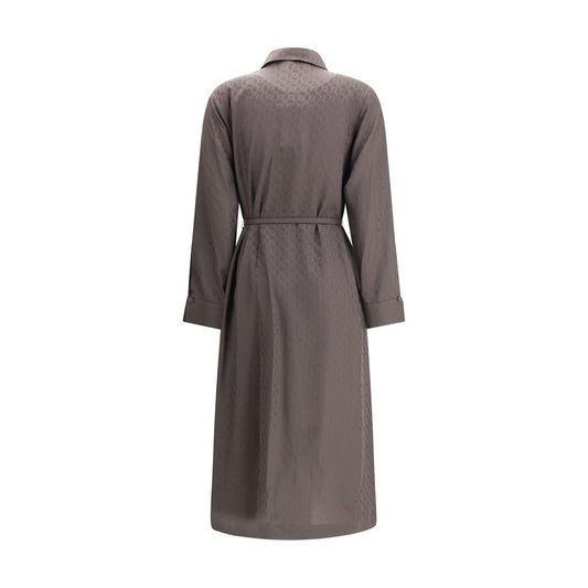 Brown Silk Casual Dress
