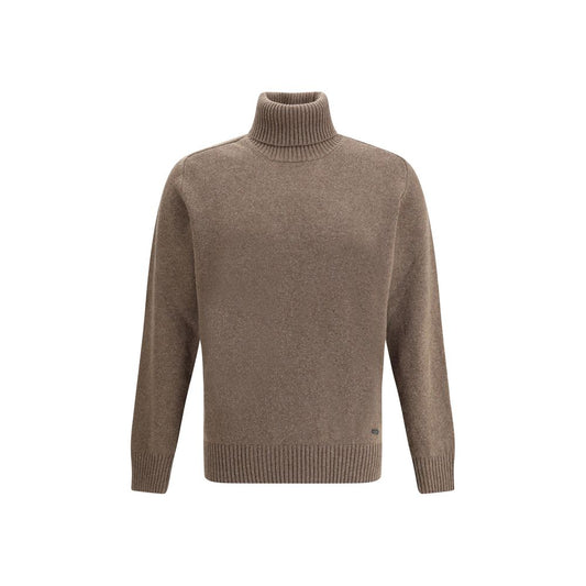 Brown Fleece Wool Turtleneck