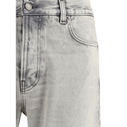 Light Blue Cotton Straight-Leg Jeans