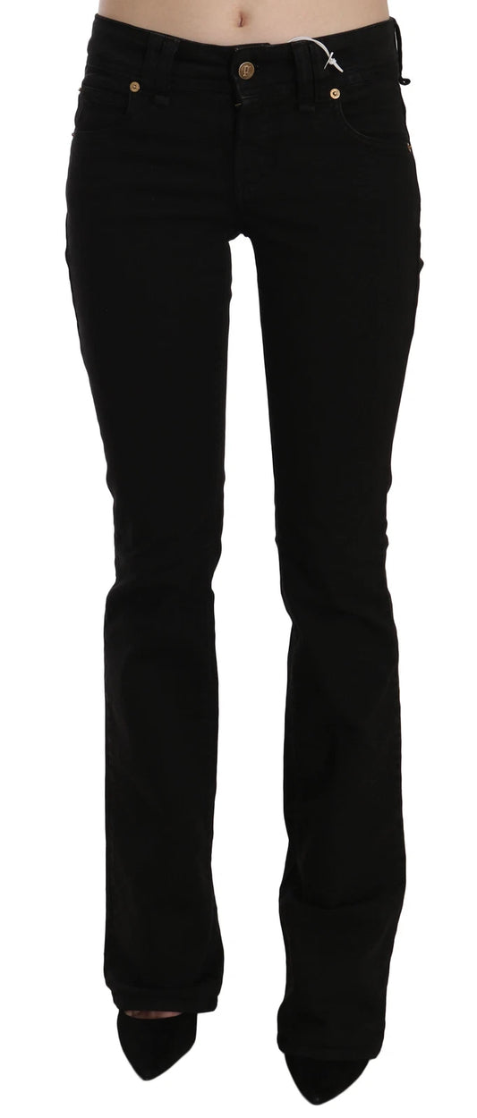 Black Low Waist Slim Leg Skinny Denim Casual Pants Jeans