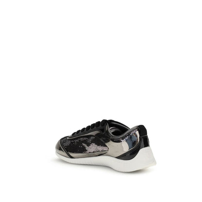 Silver Nylon Chunky Sneakers