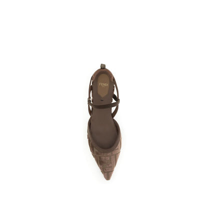 Brown Polyamide Ballet Flats