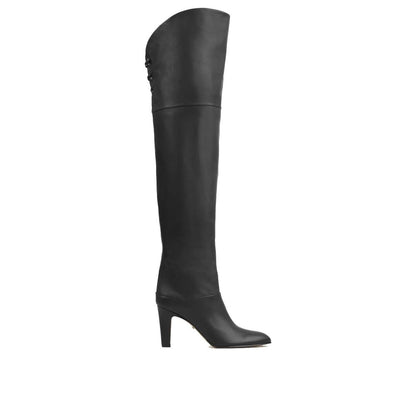 Black Calfskin Over The Knee