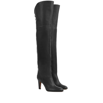 Black Calfskin Over The Knee