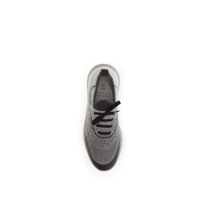 Gray Cotton Athletic Sneakers