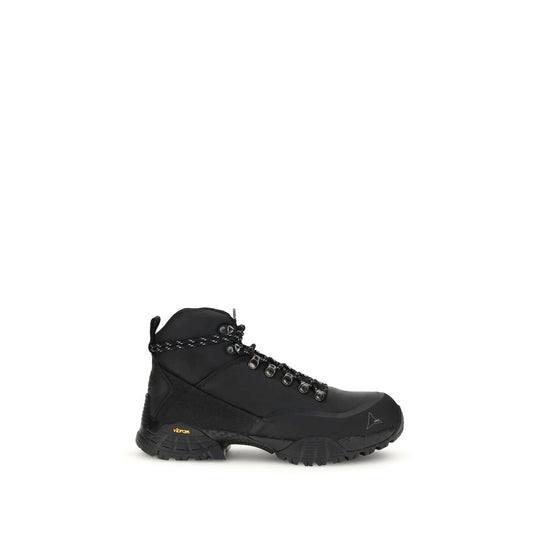 Black Leather Lace-Up Boots