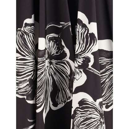 Black Polyester Midi Skirt