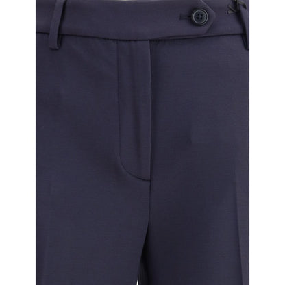 Blue Viscose Flared Pants