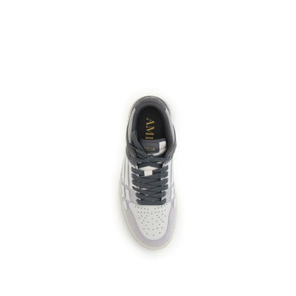 Gray Calf Leather Bos Taurus Low Top Sneakers