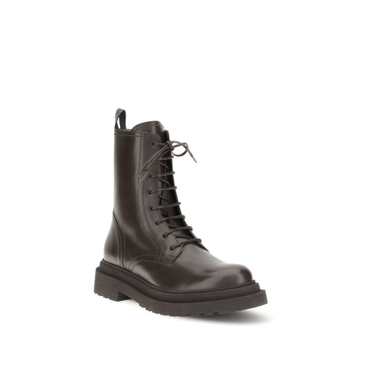 Brown Leather Lace-Up Boots