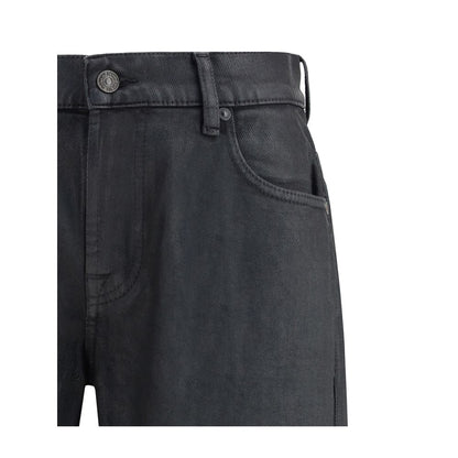 Black Cotton Flared Jeans