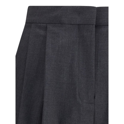 Gray Fleece Wool Casual Pants