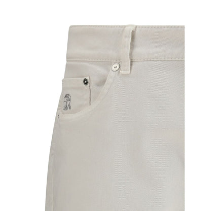 White Cotton Slim Fit Jeans