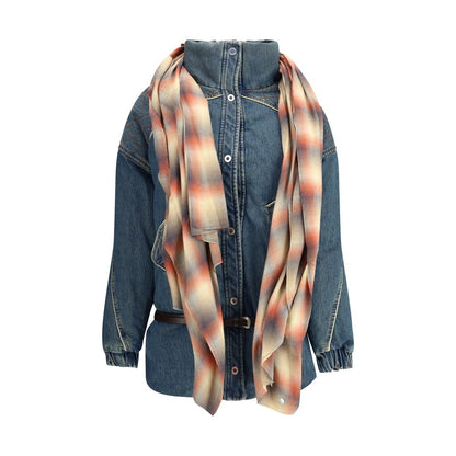 Blue Leather Denim Jacket