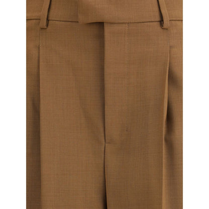 Brown Wool Casual Pants
