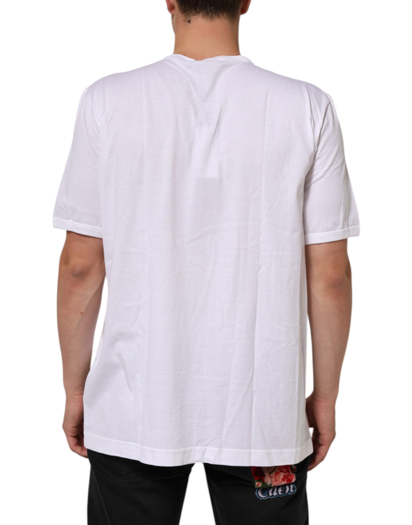White Cotton V-Neck Short Sleeves T-shirt