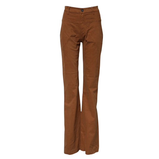 Brown High Waisted Flared Cut Pants