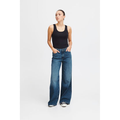 Blue Cotton Bootcut Jeans