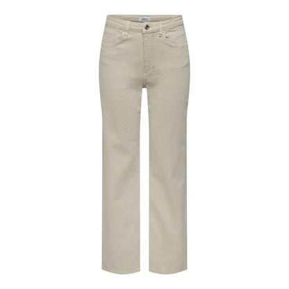 Beige Cotton Relaxed Fit Jeans