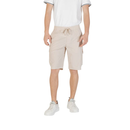 Beige Polyester Bermuda Shorts