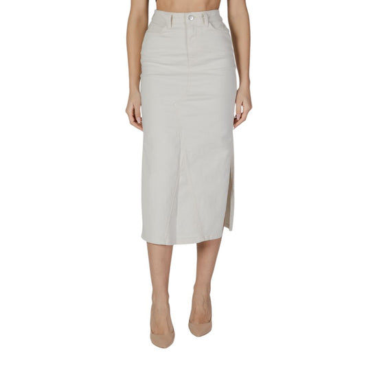 Cream Cotton Long Skirt